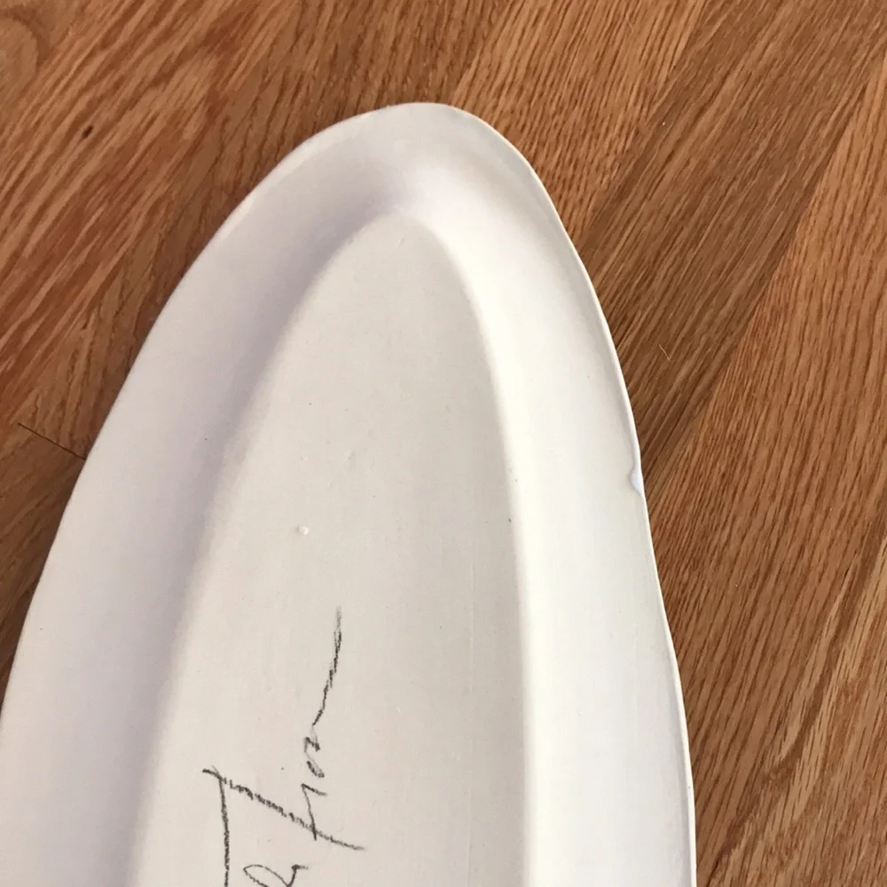 NWT Anthropologie Terrain Signed Handmade Chartreuse Fish Platter